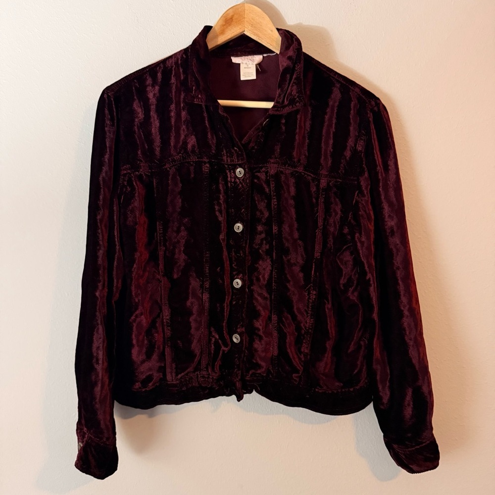 J. Jill Velvet Shirt Jacket - Rich Burgundy